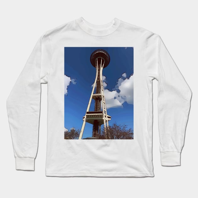 Seattle Space Needle Long Sleeve T-Shirt by WelshDesigns